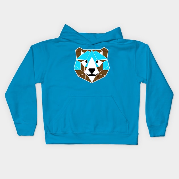 Geometric Blue Bear (MD23Ani002) Kids Hoodie by Maikell Designs